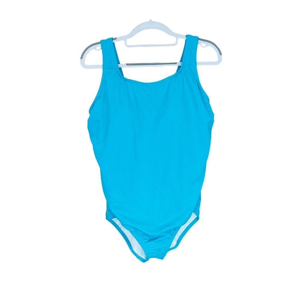 Lands End Woman's One-Piece Swimsuit Padded Blue 16W